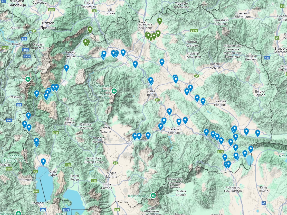 Map of collection sites in North Macedonia